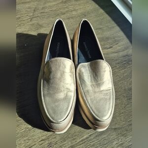 Donald Pliner Metallic Gold Platform Loafers - Lug Sole Slip-Ons